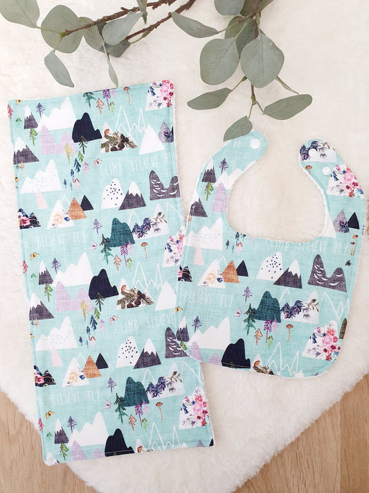 Baby Bib and Burp Cloth Gift Set, Baby Shower Gift, Newborn Gift, Baby Gift