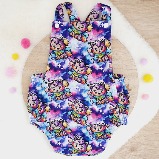 GALAXY FOX print Baby Romper, Size 1