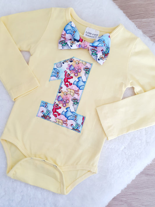 Boys 1st Birthday Long Sleeve Bodysuit, Size 0