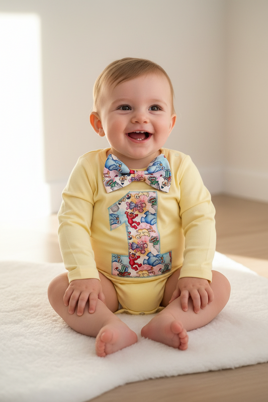 Boys 1st Birthday Long Sleeve Bodysuit, Size 0