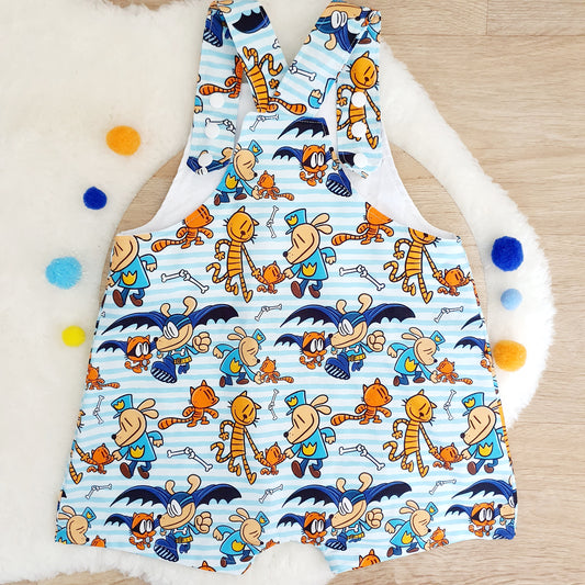 DOGMAN print Overalls, Baby / Toddler Overalls, Short Leg Romper, Size 2