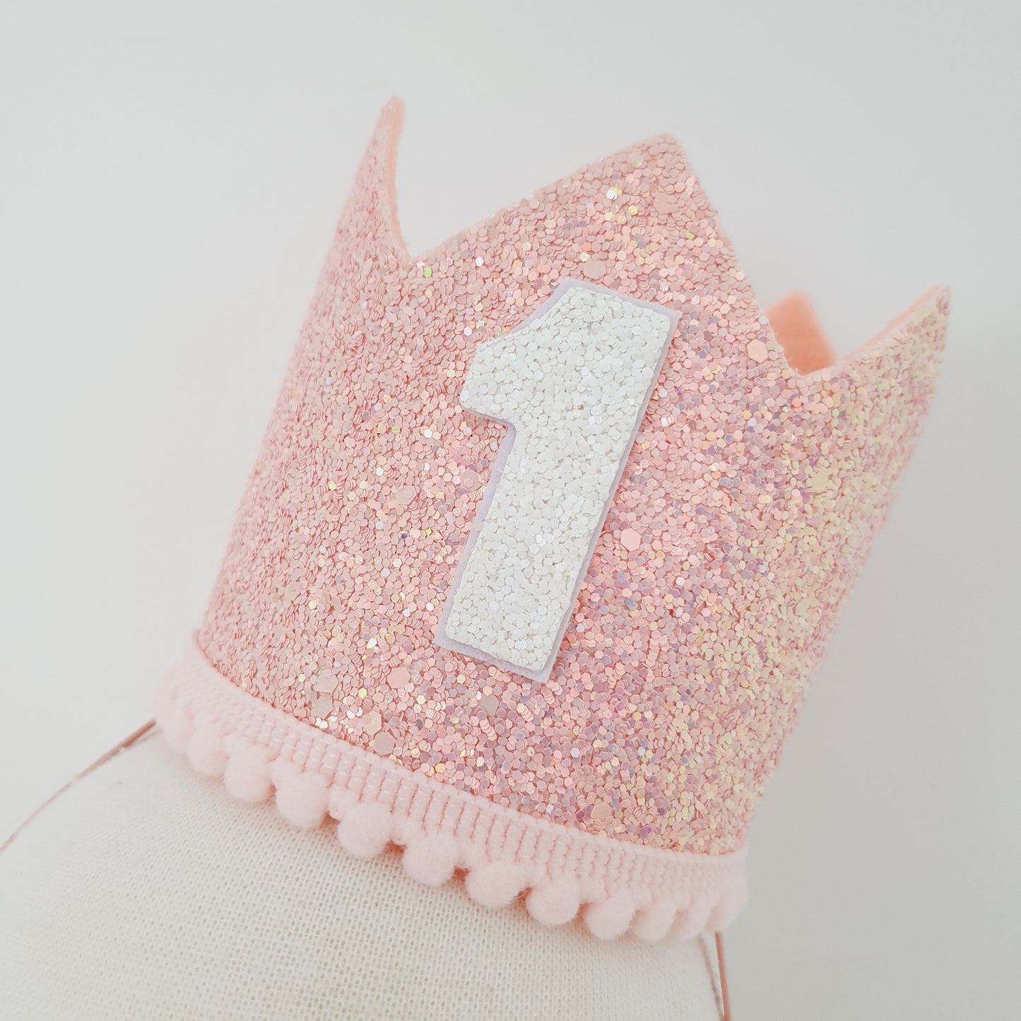 1st Birthday Crown / Party Hat / Headband - PEACHY PINK / ROSE GOLD