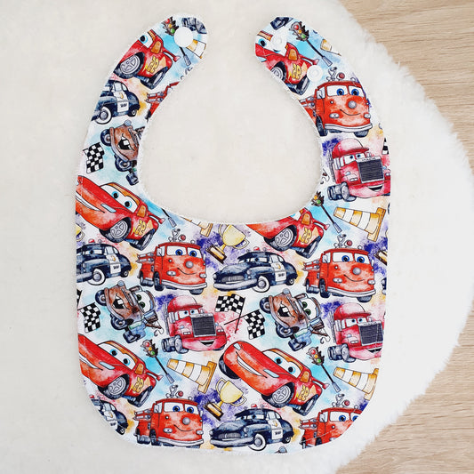 CARS Bib, Handmade Baby Bib, Feeding Bib