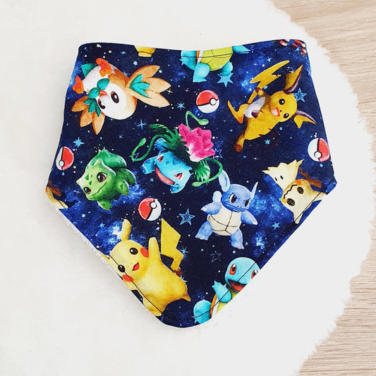 Pokemon print Bandana Dribble Bib - Bamboo Backed Ultra Absorbent Bib