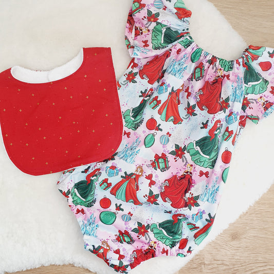 *SALE* PRINCESS CHRISTMAS Baby Girl Playsuit & Bib Set, Size 1