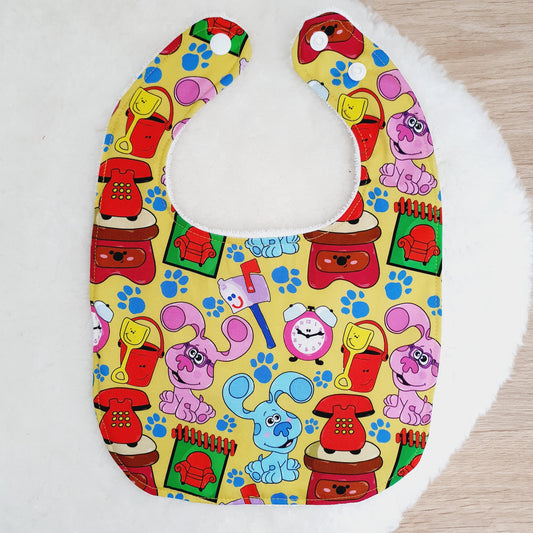 BLUES CLUES print Bib, Handmade Baby Bib, Feeding Bib