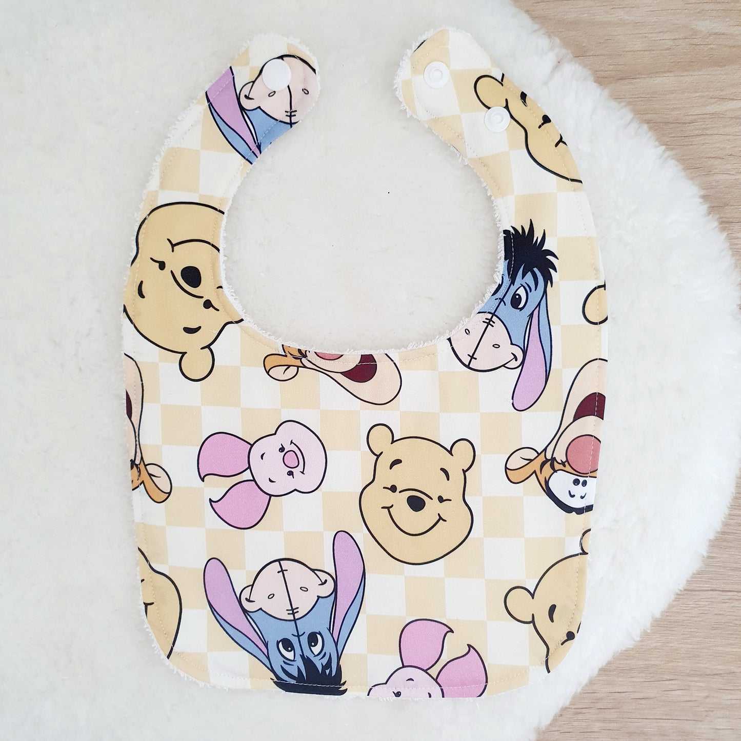 POOH print Bib, Handmade Baby Bib, Feeding Bib