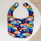 RAINBOW CLOUDS print Bib, Handmade Baby Bib, Feeding Bib