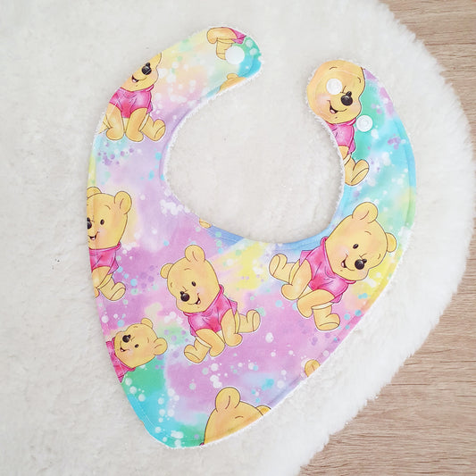 Pooh Bandana Dribble Bib, Handmade Baby Bib, Cotton / Bamboo, Ultra Absorbent