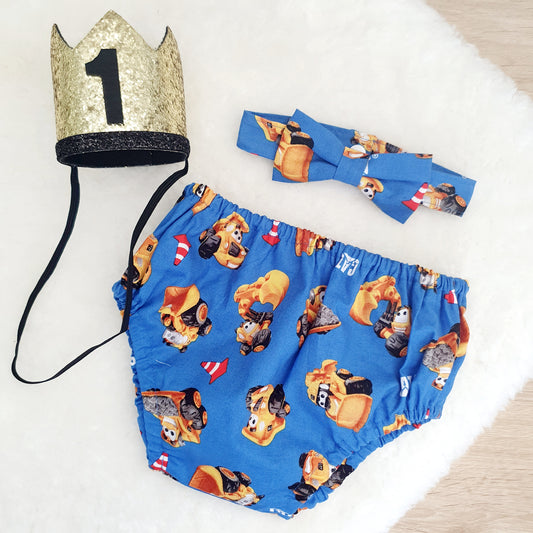 *SALE* Boys Cake Smash Outfit, Size 0 - CONSTRUCTION