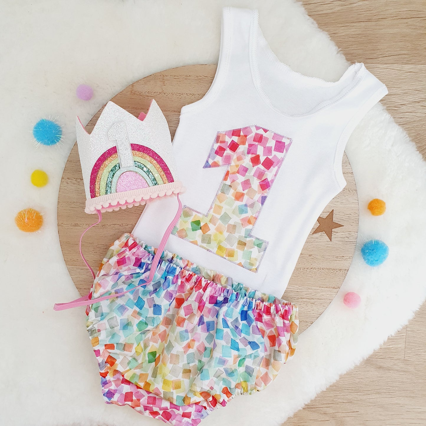 CONFETTI  Girls Cake Smash / 1st Birthday Outfit, Girls First Birthday, Size 0