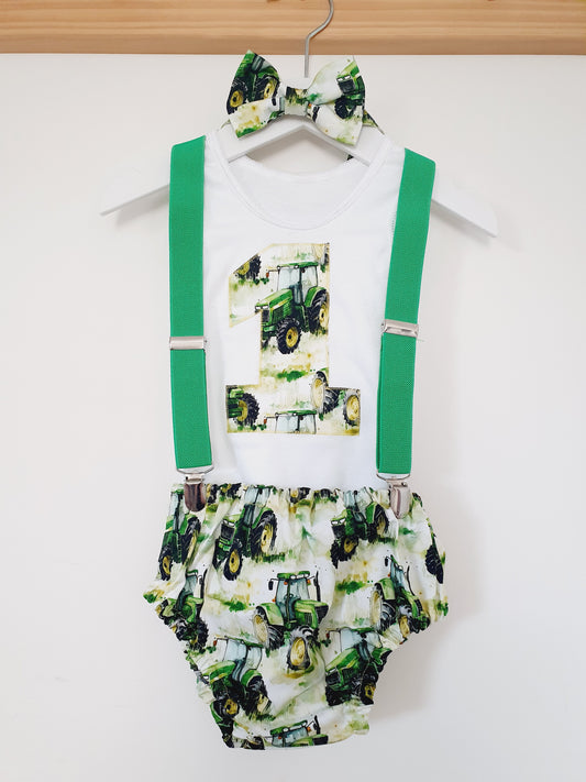Tractor Boys Cake Smash Outfit Size 0