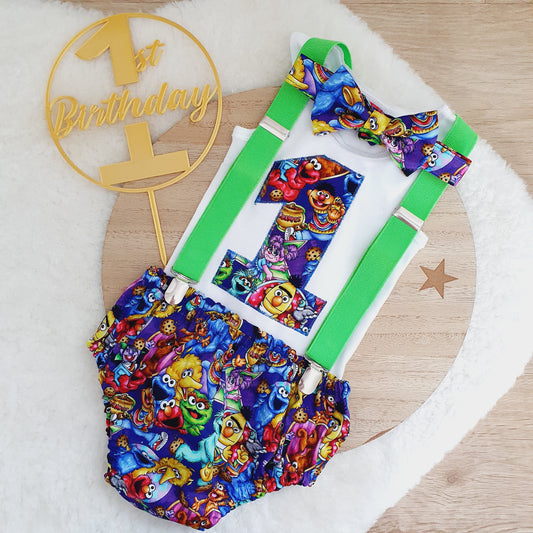 SESAME Boys 1st Birthday Outfit, Size 0
