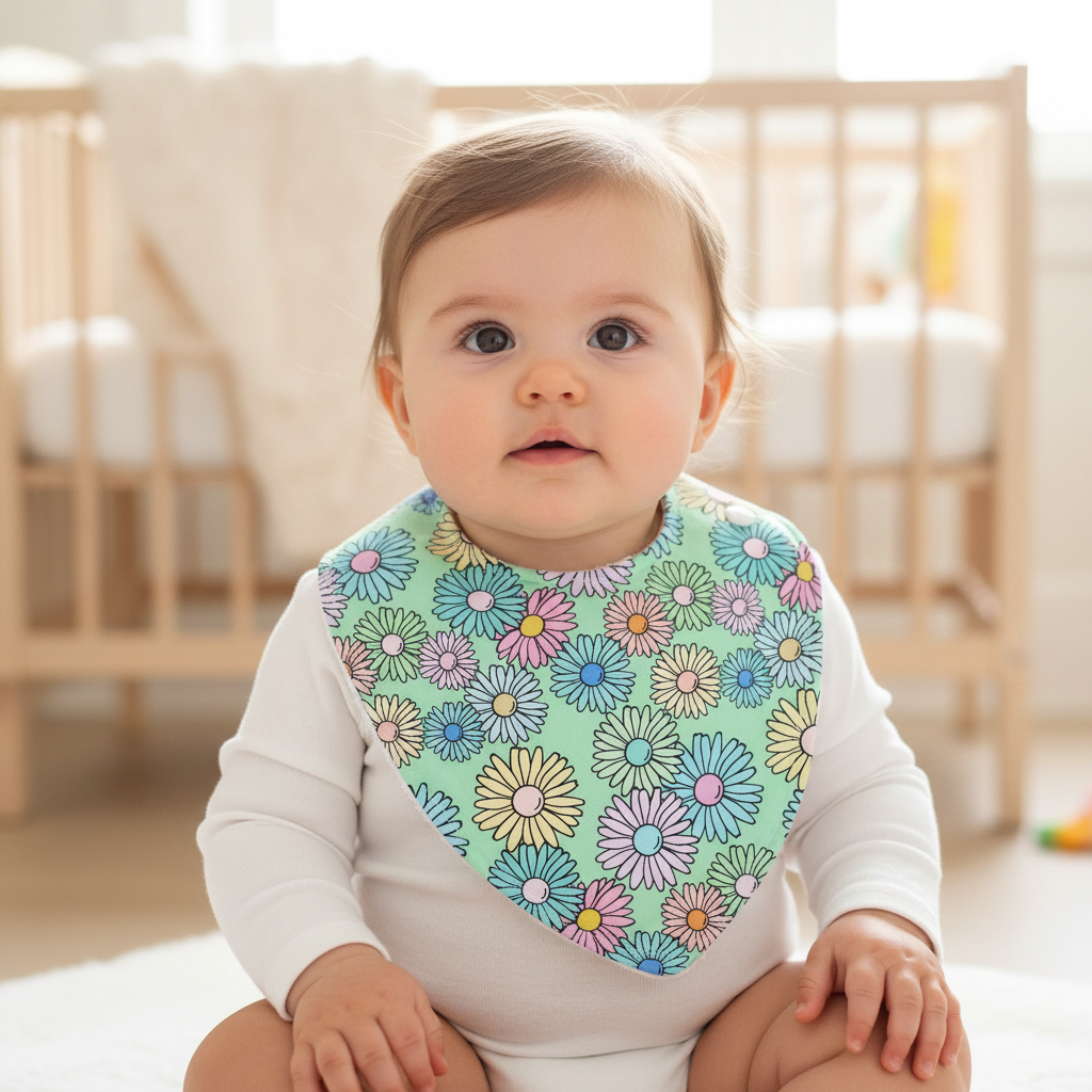 Bandana Dribble Bib, Handmade Baby Bib, Cotton / Bamboo, Ultra Absorbent