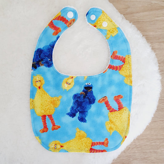 SESAME ST print Bib, Handmade Baby Bib, Feeding Bib