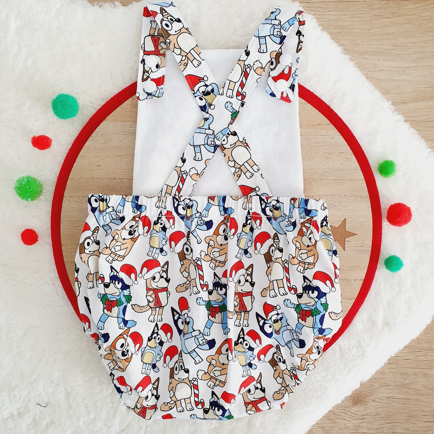 CHRISTMAS DOGS Baby Romper, Size 1