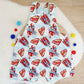 SUPERMAN print Overalls, Baby / Toddler Overalls, Short Leg Romper, Size 2