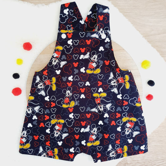 MOUSE print Overalls, Baby Overalls, Short Leg Romper, Size 1