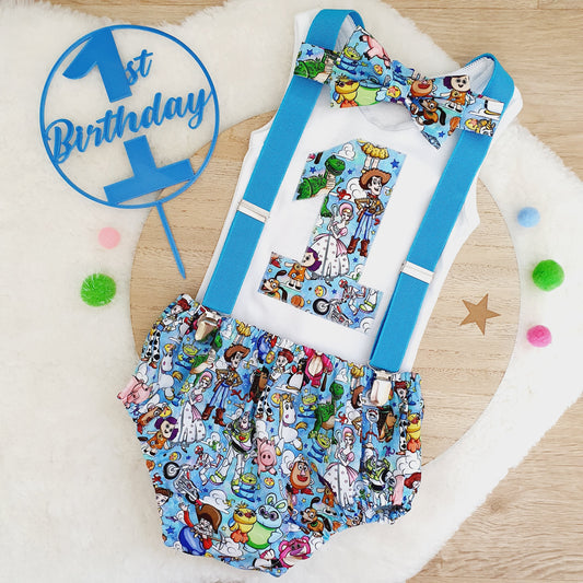TOY STORY print Boys 1st Birthday Outfit, Size 1