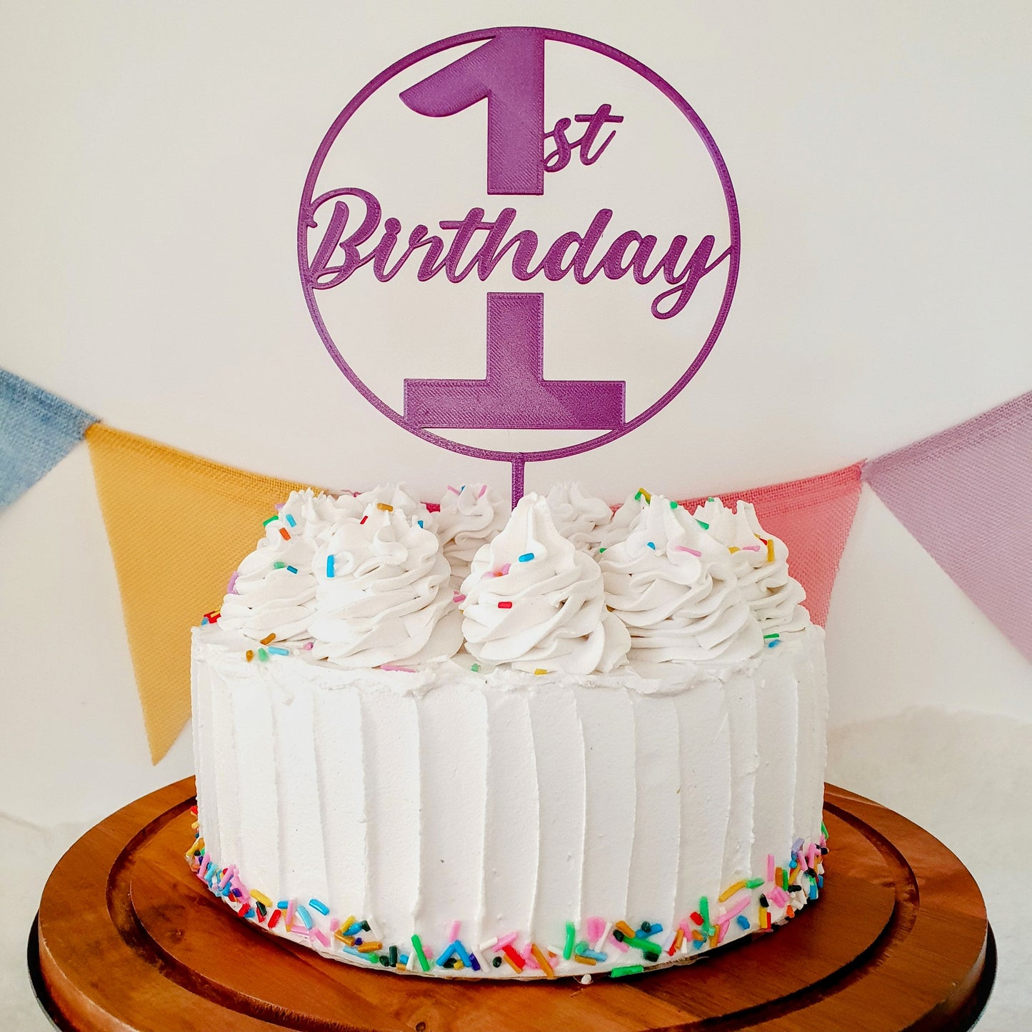 1st Birthday Cake Topper - Dark Purple