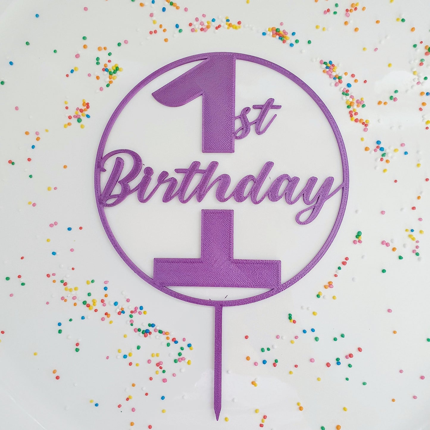 1st Birthday Cake Topper - Dark Purple