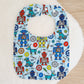Robots Bib, Handmade Baby Bib, Large Feeding Bib