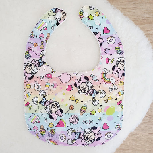 MOUSE print Bib, Handmade Baby Bib, Feeding Bib
