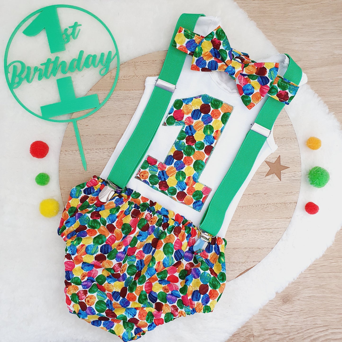 CATERPILLAR print Boys 1st Birthday Outfit, Size 0