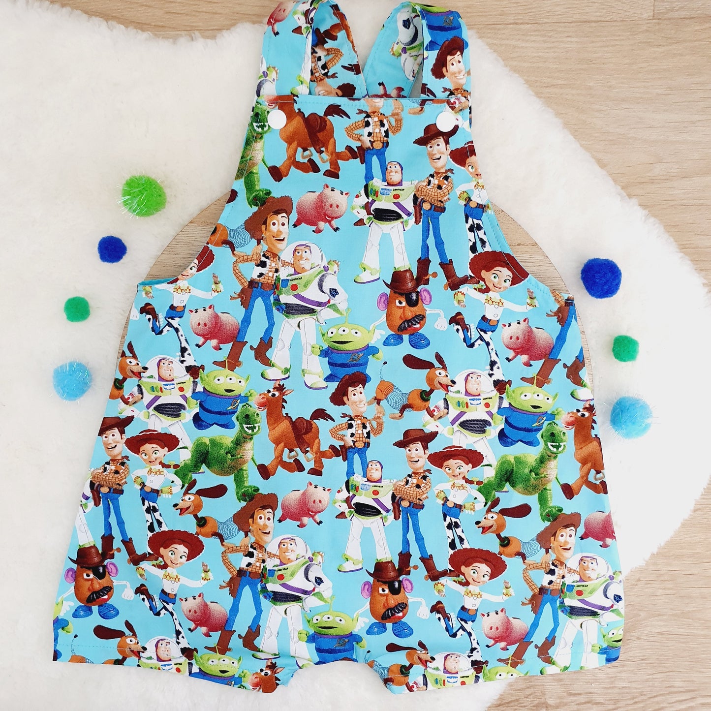 TOY STORY print Overalls, Baby / Toddler Overalls, Short Leg Romper, Size 2