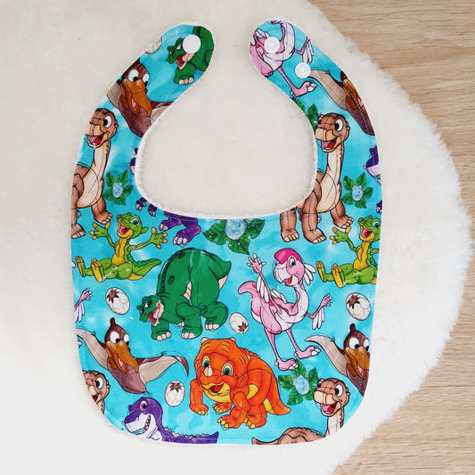 DINOSAURS print Bib, Handmade Baby Bib, Feeding Bib