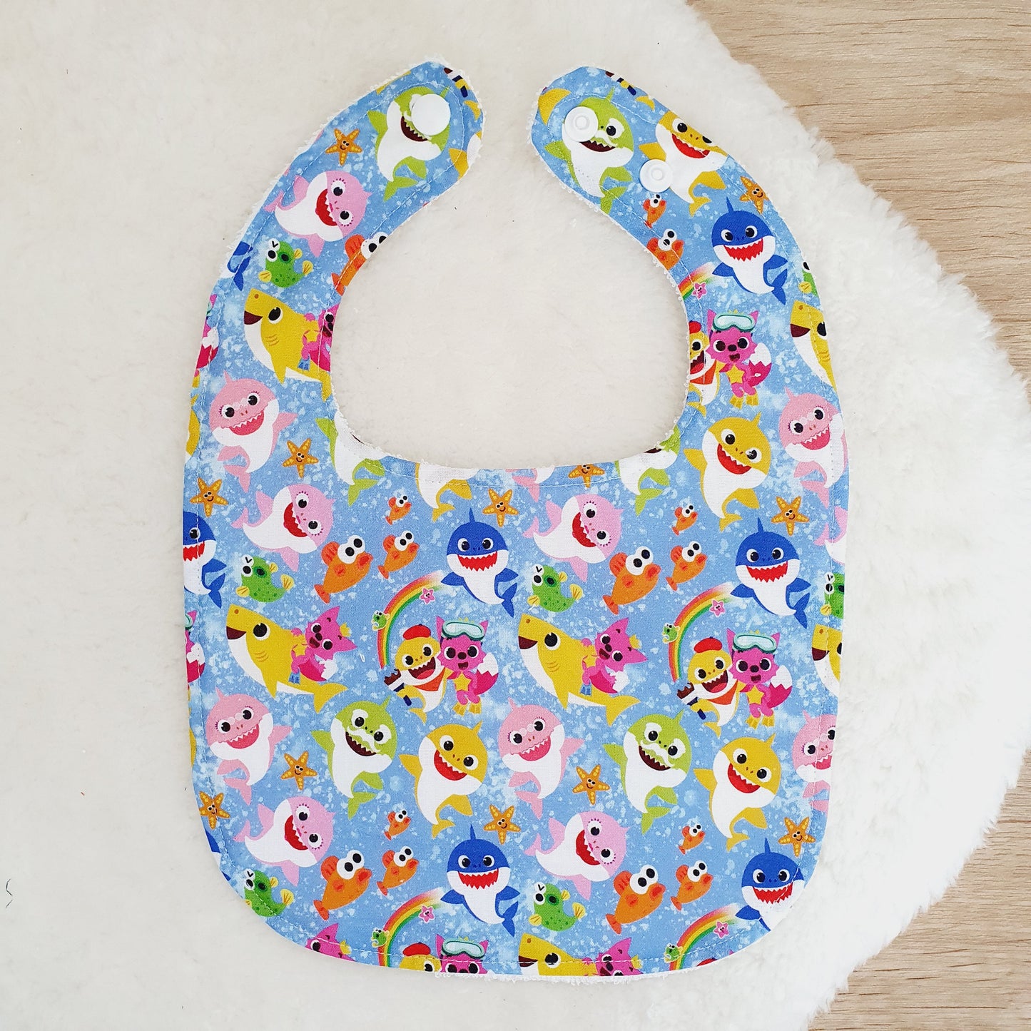 BABY SHARK print Bib, Handmade Baby Bib, Feeding Bib