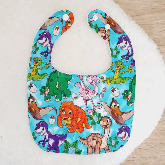 DINOSAURS print Bib, Handmade Baby Bib, Feeding Bib
