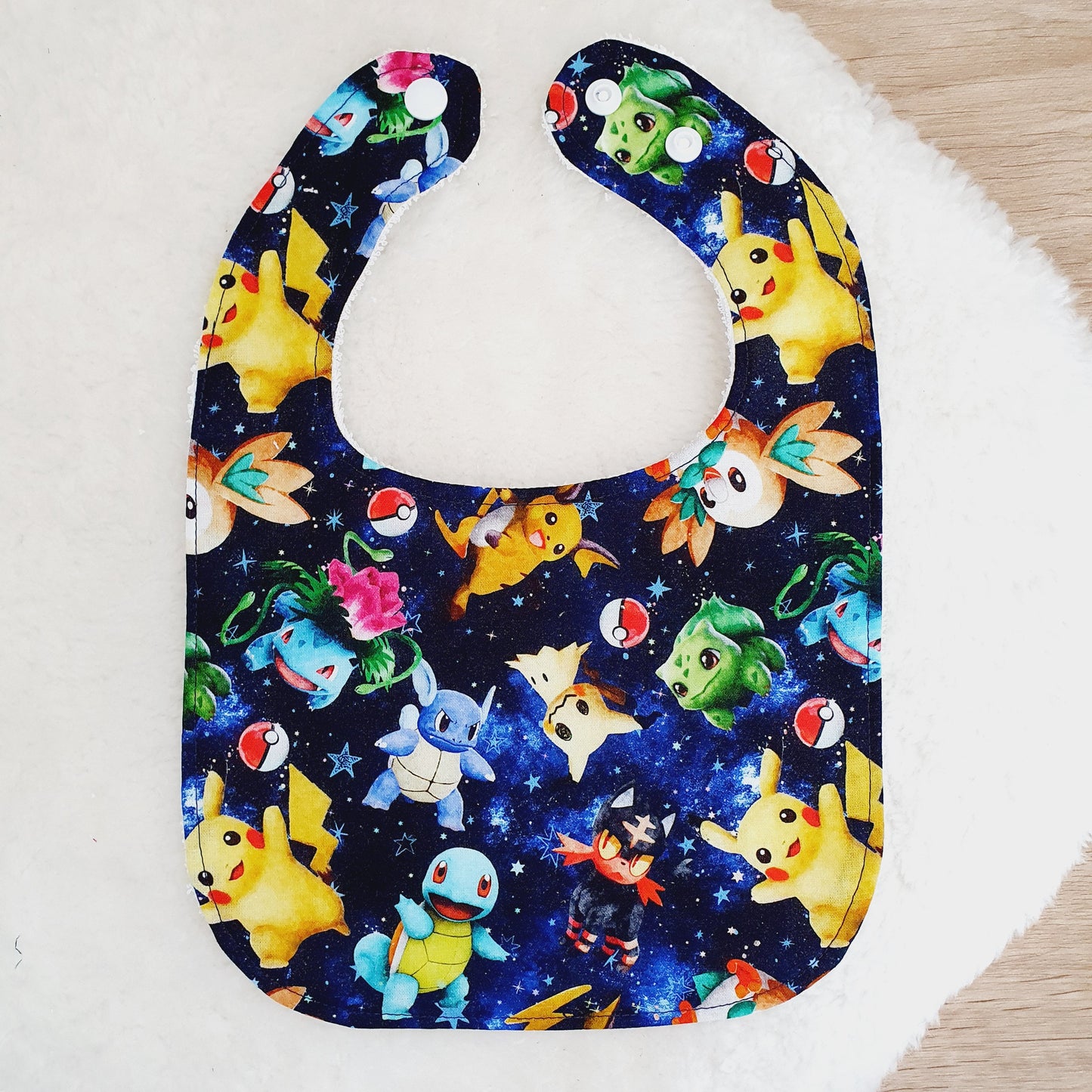 POKEMON print Bib, Handmade Baby Bib, Feeding Bib