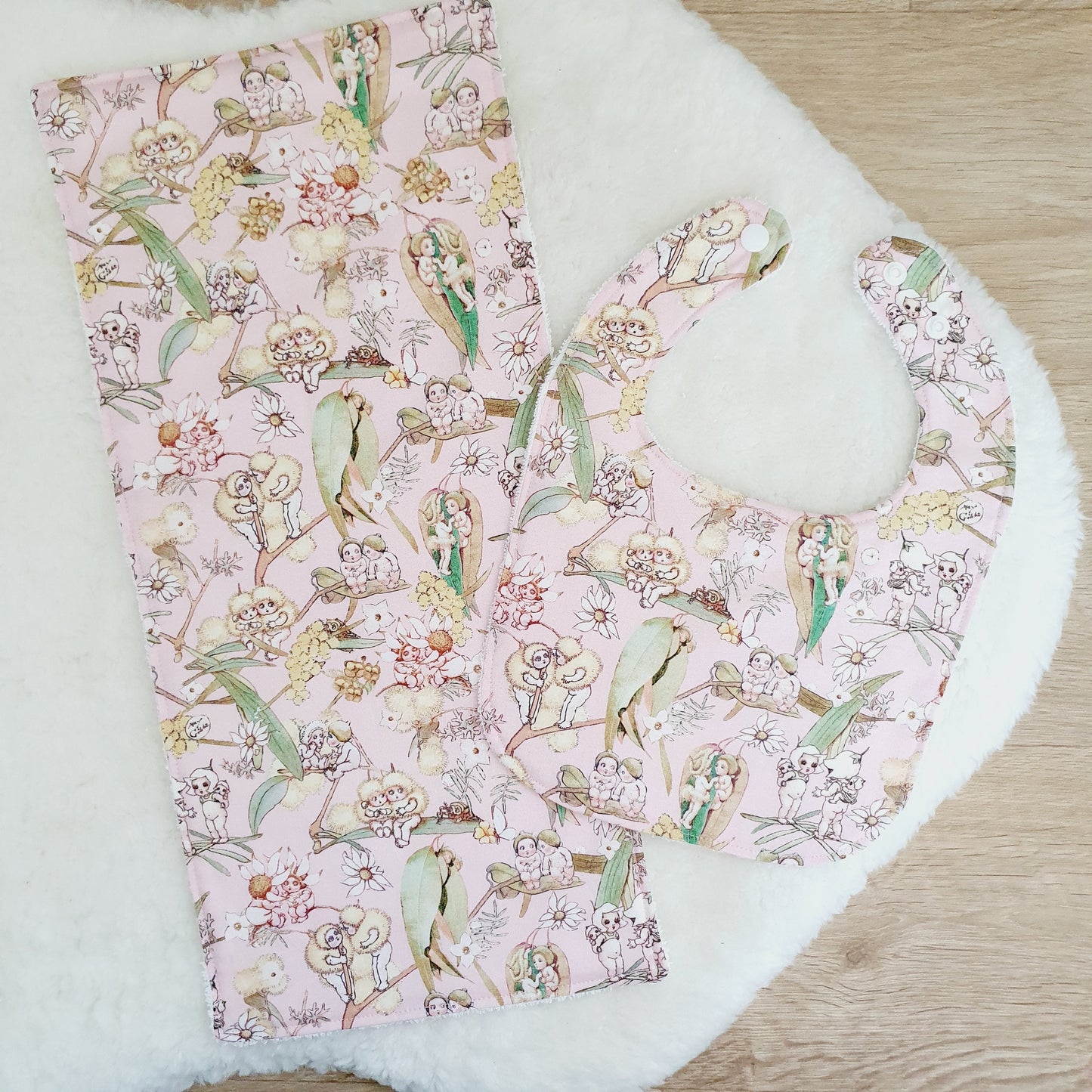 GUMNUT Baby Bib and Burp Cloth Gift Set, Baby Shower Gift, Newborn Gift, Australian Baby Gift