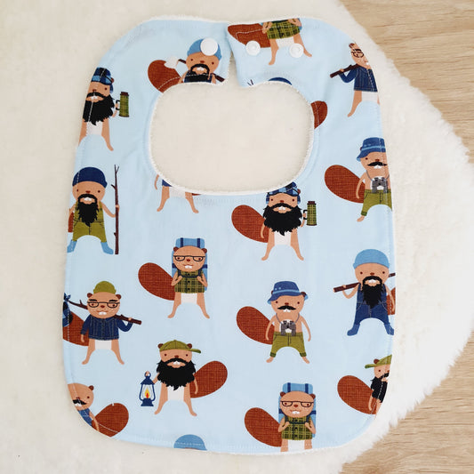 Beaver Bib, Handmade Baby Bib, Large Feeding Bib