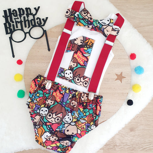 HARRY POTTER print Boys 1st Birthday Outfit, Size 0