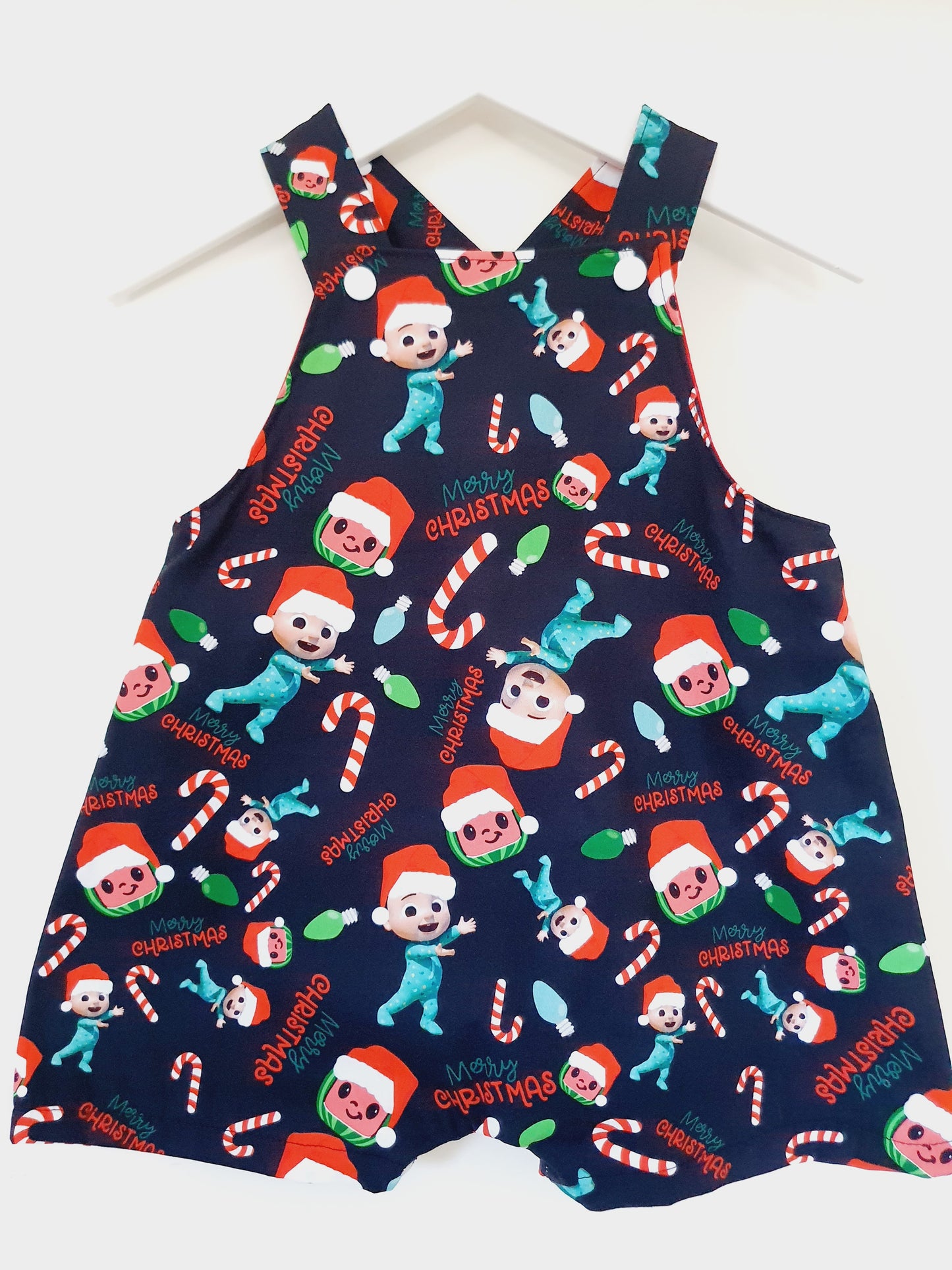 Baby / Toddler Overalls, Short Leg Romper, Size 1 - Christmas