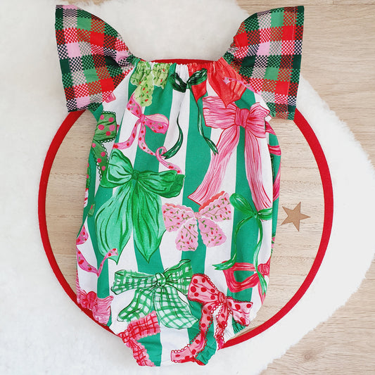 FESTIVE BOWS Baby Girl Playsuit, Size 0
