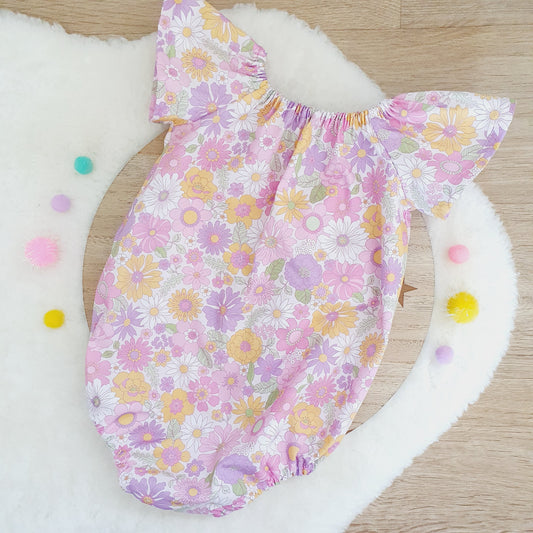 FLORAL Baby Girl Playsuit, Size 1, 1st Birthday / Cake Smash Outfit