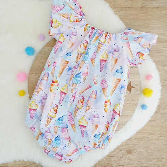 ICECREAMS Baby Girl Playsuit, Size 1, 1st Birthday / Cake Smash Outfit