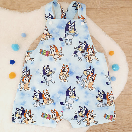 DOGS print Overalls, Baby / Toddler Overalls, Short Leg Romper, Size 2