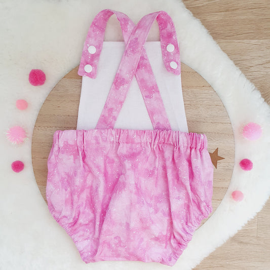 PINK MARBLE print Baby Romper, Size 0