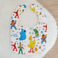 SESAME STREET print Bib, Handmade Baby Bib, Feeding Bib