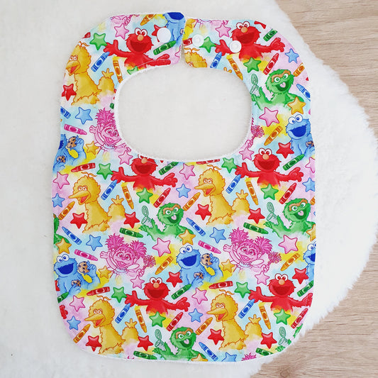 Sesame Street Bib, Handmade Baby Bib, Large Feeding Bib