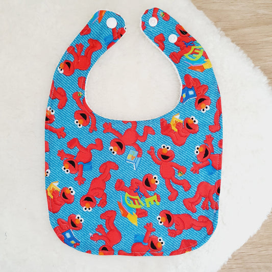 ELMO print Bib, Handmade Baby Bib, Feeding Bib