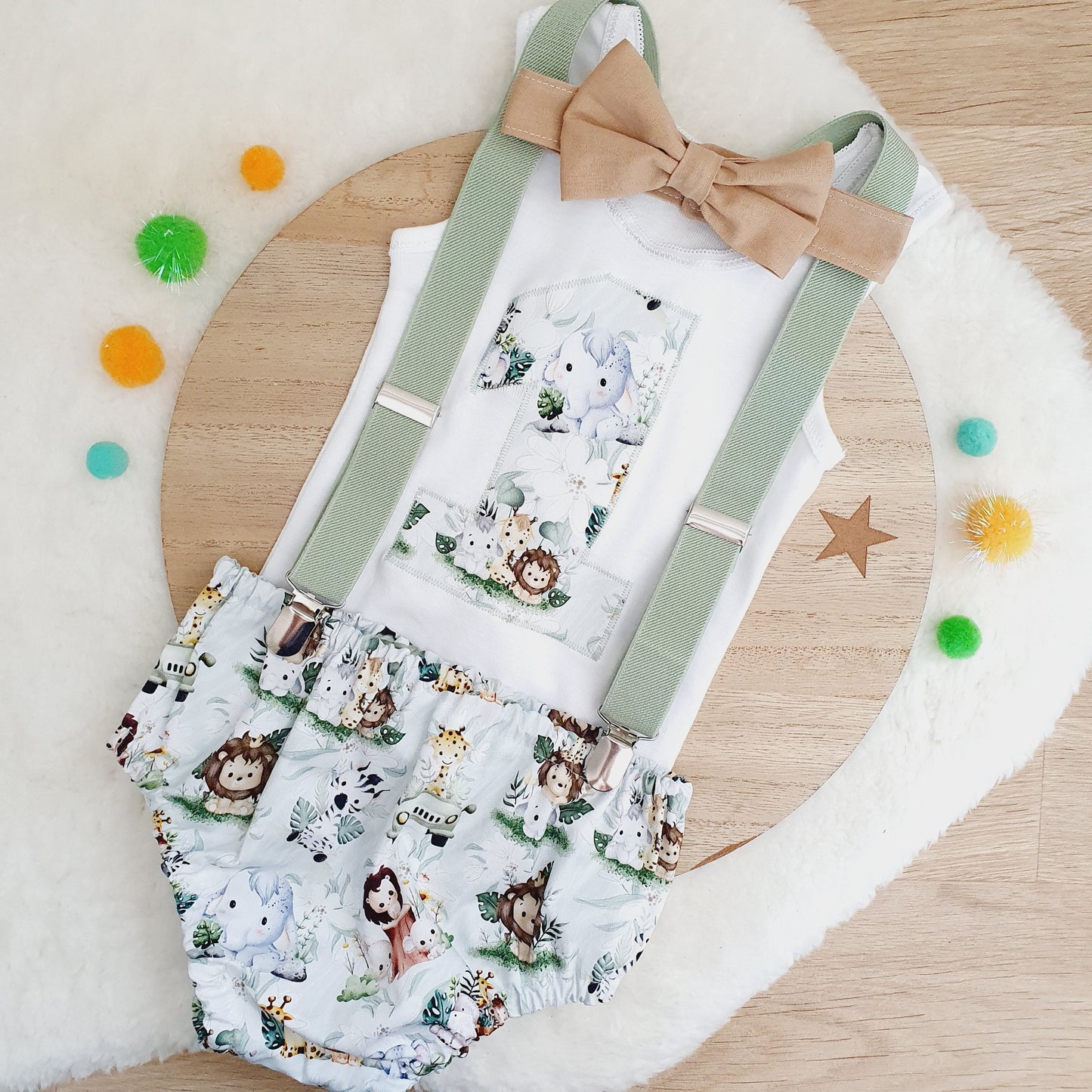 Jungle Boys 1st Birthday Outfit, Size 1