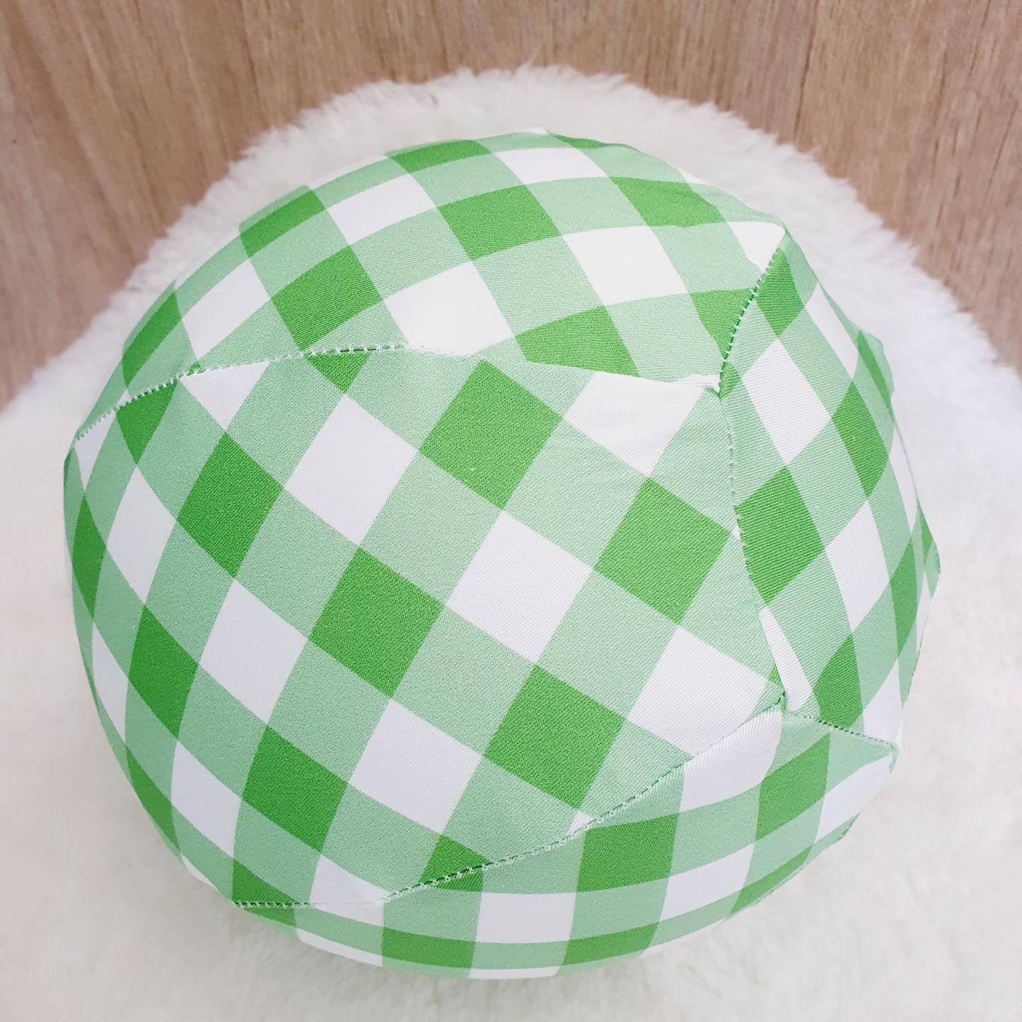 Balloon Ball Cover - Balloon Balls -  Handmade Fabric Balloon Cover - GREEN GINGHAM