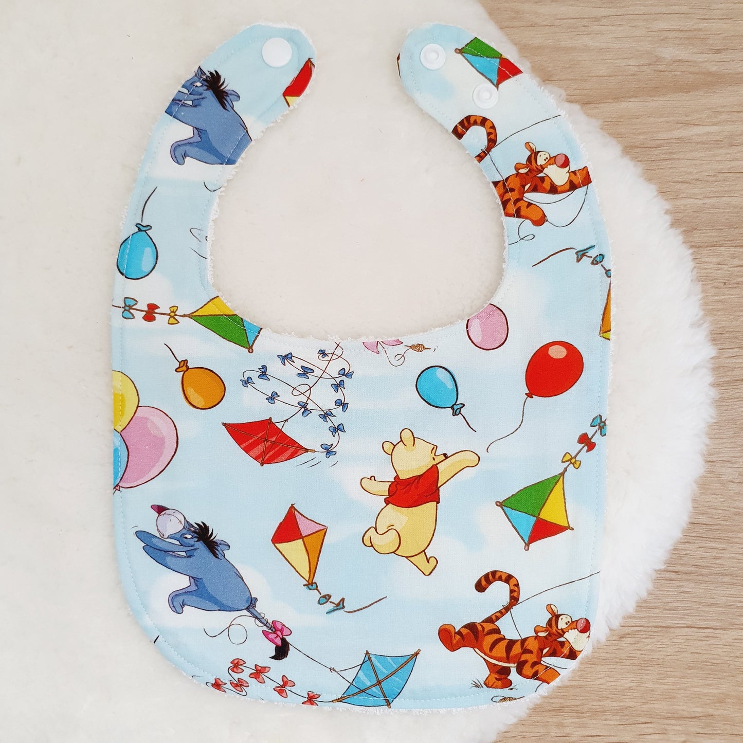 Pooh print Bib, Handmade Baby Bib, Feeding Bib