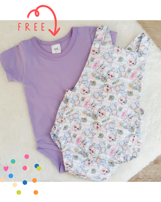 THUMPER print Baby Romper, Size 1 with BONUS Short Sleeve Bodysuit