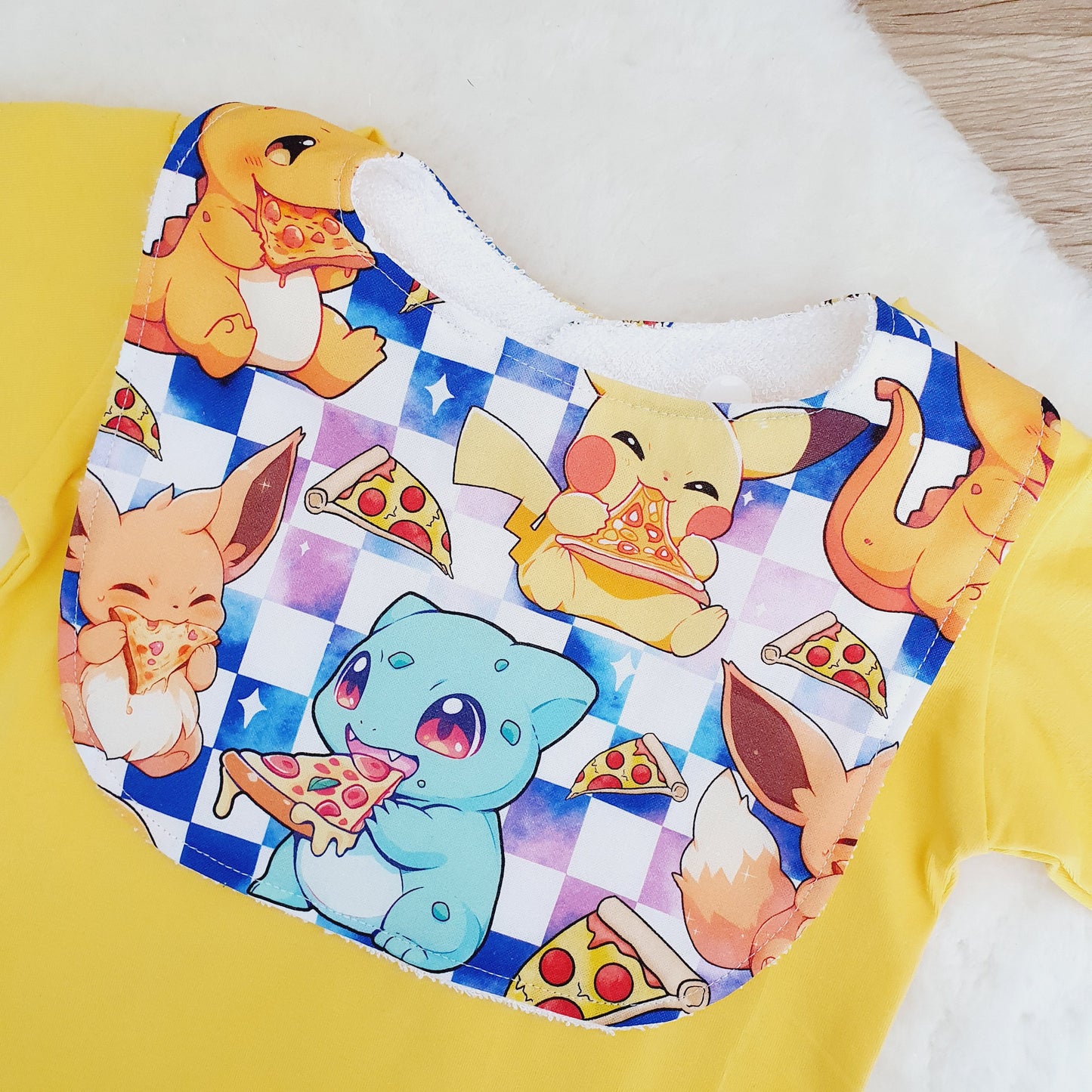 Pokemon print Bib, Handmade Baby Bib, Feeding Bib